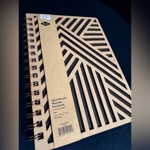 Denik Clyde Abstract Mountains Spiral Bound Wooden Notebook Journal Wood Die Cut